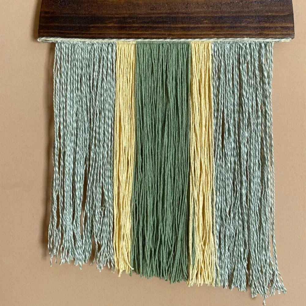 Boho Hanging Reversible Wood Half Moon String Wall Art Home Decor Handmade